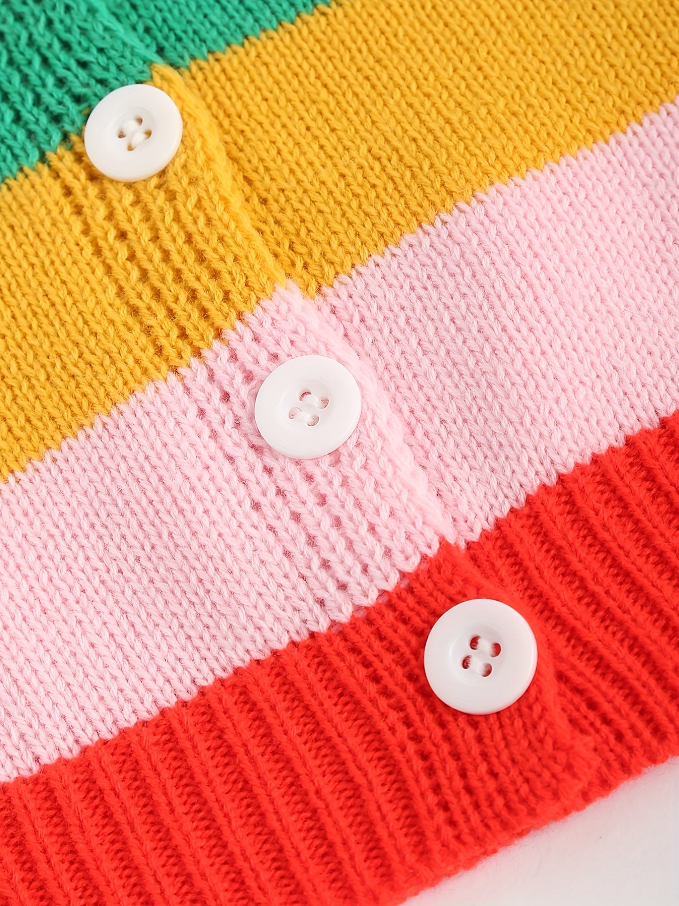 Rainbow Button V neck Knit Cardigan Baby Girls Sweater Coat