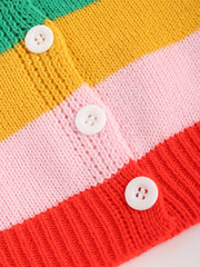 Rainbow Button V neck Knit Cardigan Baby Girls Sweater Coat