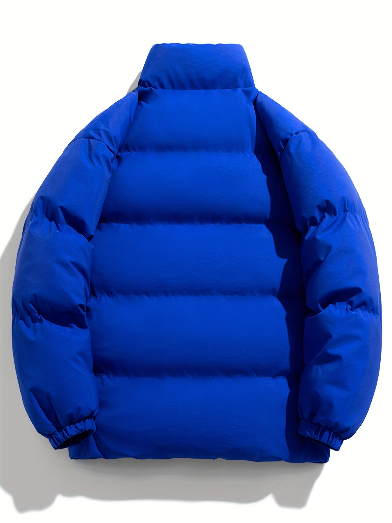 Men's Casual Cotton Padded Jacket Zip Up Solid Warm Coat