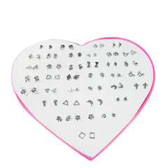 36 Pairs of Silver Stud Earrings Mixed Hair Women's Jewelry Women's Accessories
