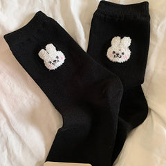 3 Pairs Cartoon Animal Print Socks Comfy Mid Tube Women's Stockings