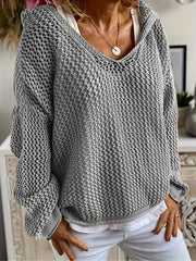  Casual Sweater Women's Plus Solid Hollow Out Long Sleeve Hoodie Jumper