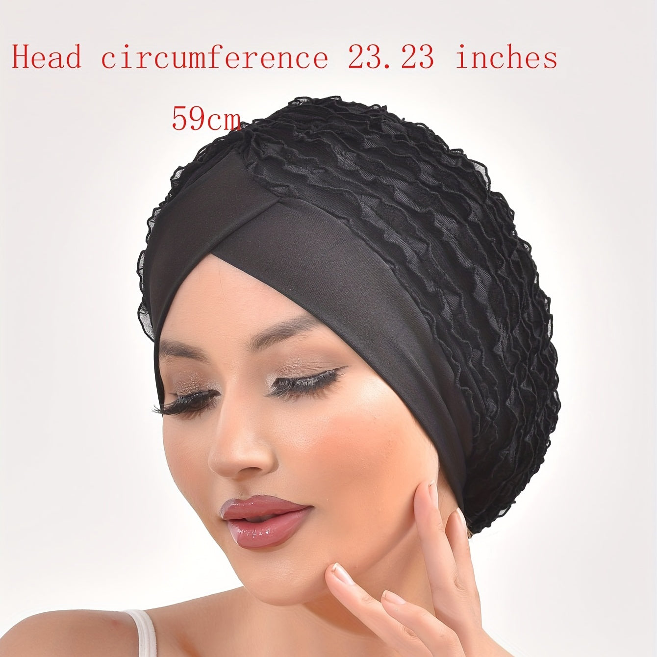Solid Lace Turban Cap Head Wraps Elastic Hijab Hats Ramadan Beanie