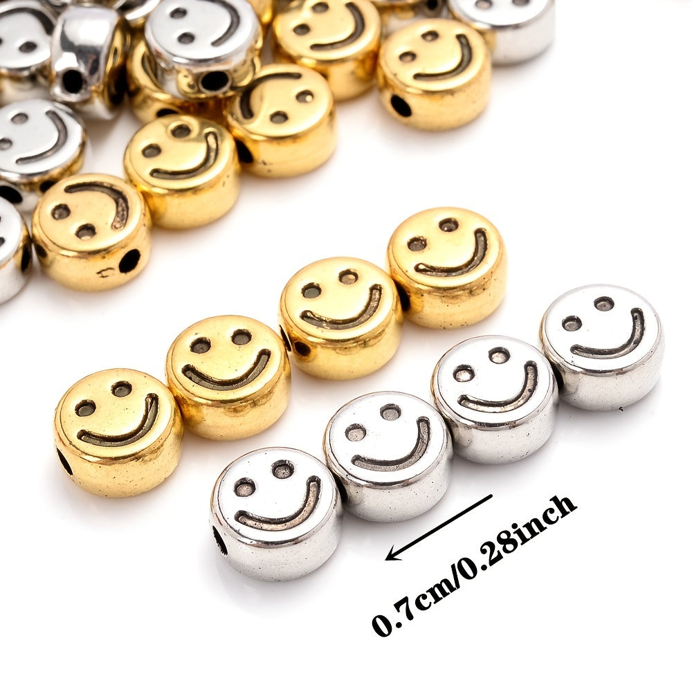 100pcs 7mm Antique Smile Beads DIY Spacer Acrylic Beads for Jewelry Making