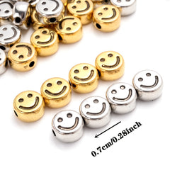 100pcs 7mm Antique Smile Beads DIY Spacer Acrylic Beads for Jewelry Making