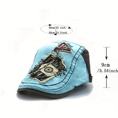 Vintage Patched Retro Peaked Cap for Men