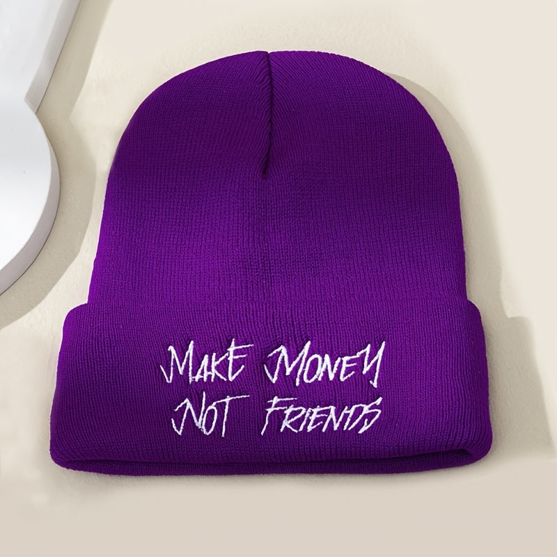 Embroidery Knit Hat Beanie Solid Winter Soft Outdoor Casual Hat