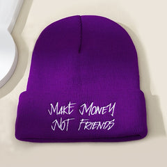 Embroidery Knit Hat Beanie Solid Winter Soft Outdoor Casual Hat