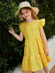 Girls Ruffle Sleeve Princess Dress For Summer Outdoor