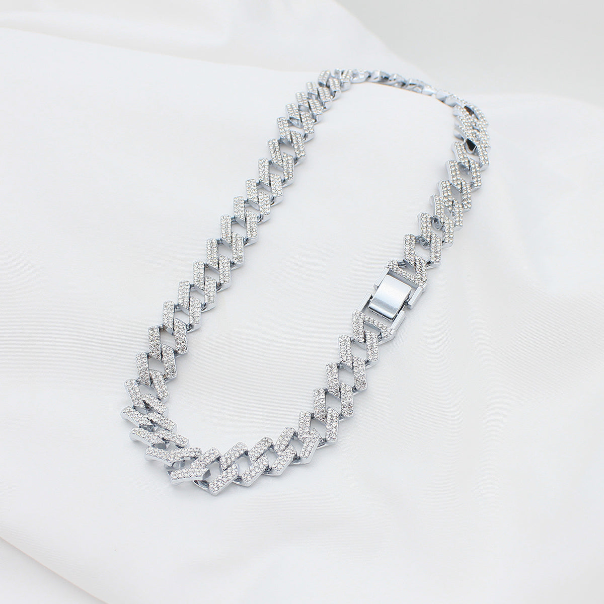 Cuban Link Rhinestone Chain Necklace