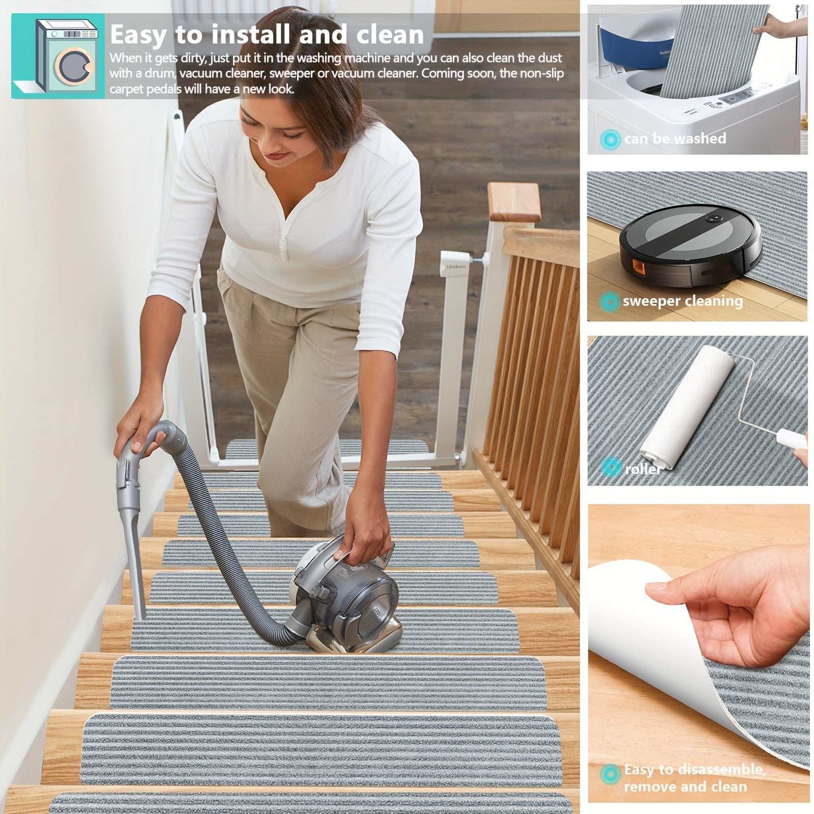 15pcs Stair Treads Non Slip for Wooden Steps Indoor Peel & Stick