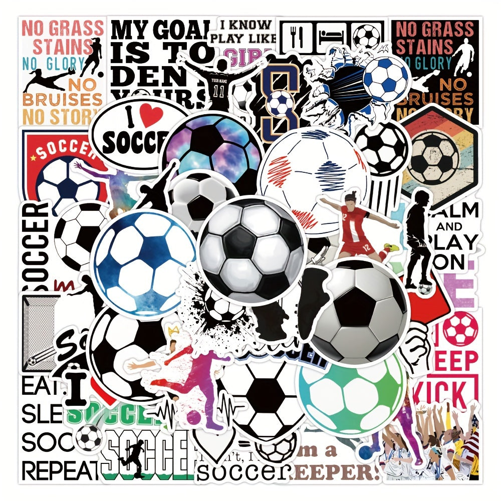 100Pcs Soccer Stickers Waterproof for Laptop Water Bottles
