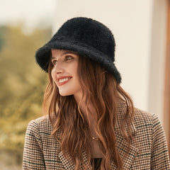 Winter Furry Bucket Hat for Women Girls