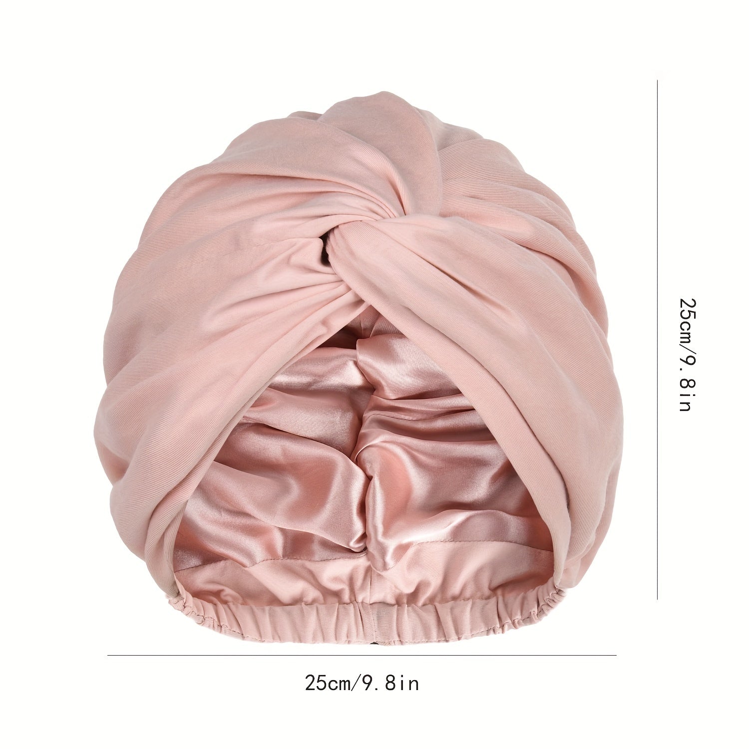 Satin Ruched Bonnet Double Layer Knotted Elastic Turban Soft Shower Cap