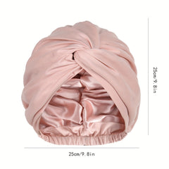 Satin Ruched Bonnet Double Layer Knotted Elastic Turban Soft Shower Cap