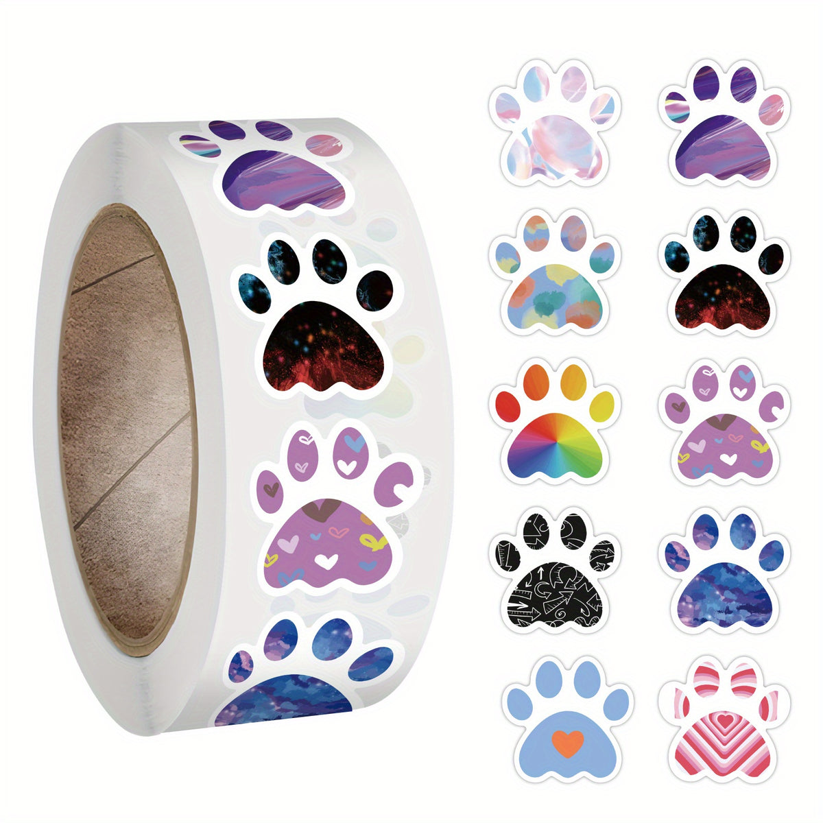 500PCS Animals Paw Print Sticker Roll Cat Dog Animals Paw Print Stickers