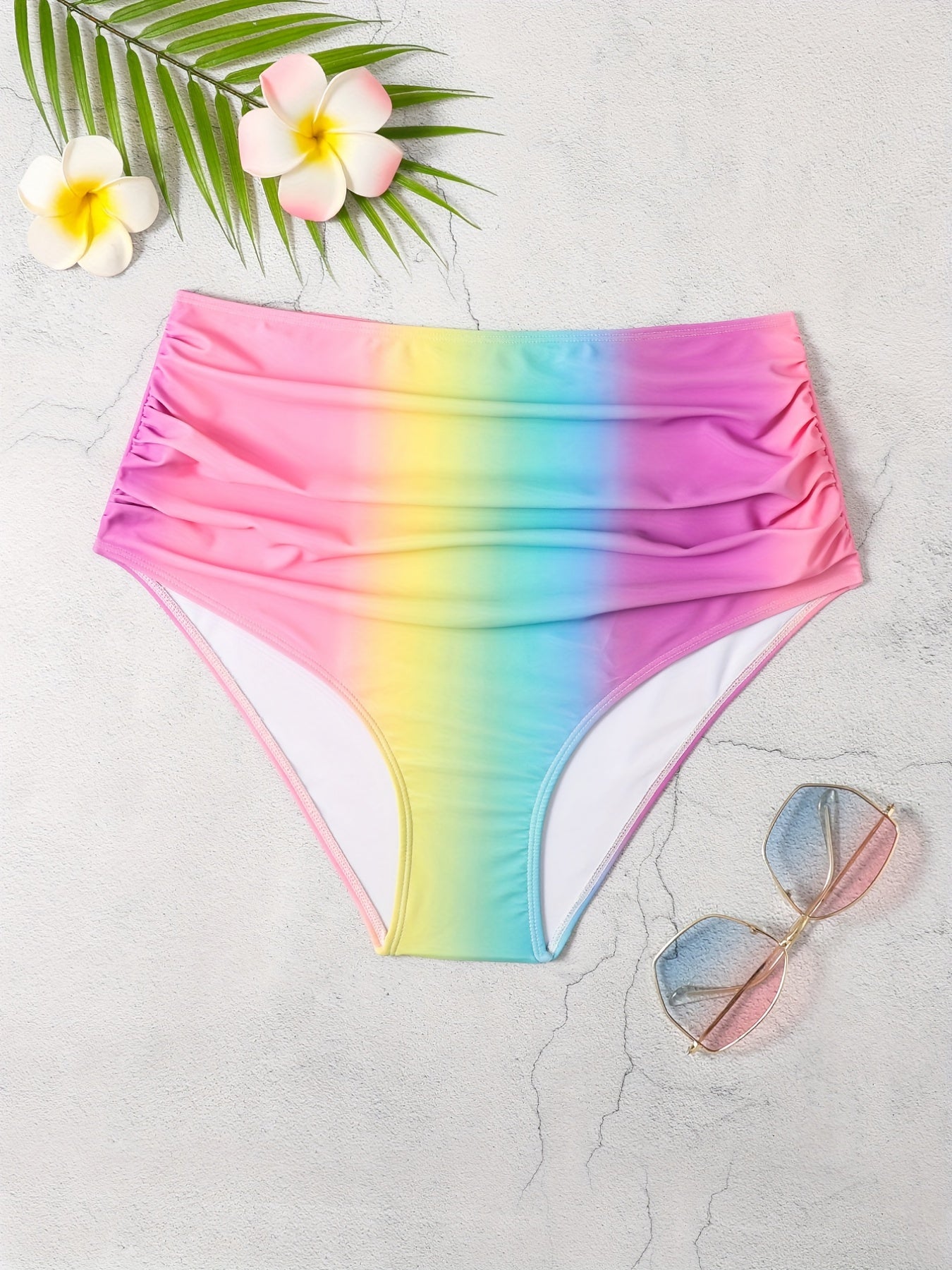 Colorblock Ombre Ruched Bikini Bottoms