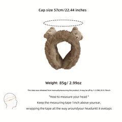 Women's Plush Bear Earmuffs Cozy Fabric Stretch Fit Warm Ear Protection
