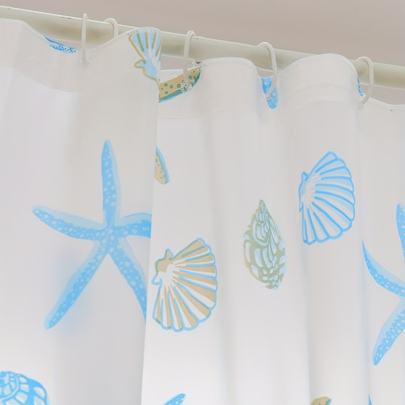 Starfish Shell Pattern Shower Curtain 70x86in