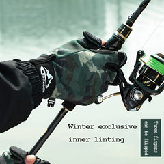 Warm Gloves for Outdoor Fishing Cycling Three Finger Flip Touch Screen Anti-Slip