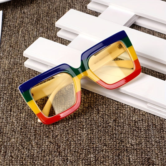 Y2K Square Frame Sunglasses Sun Protection for Holiday Beach Party