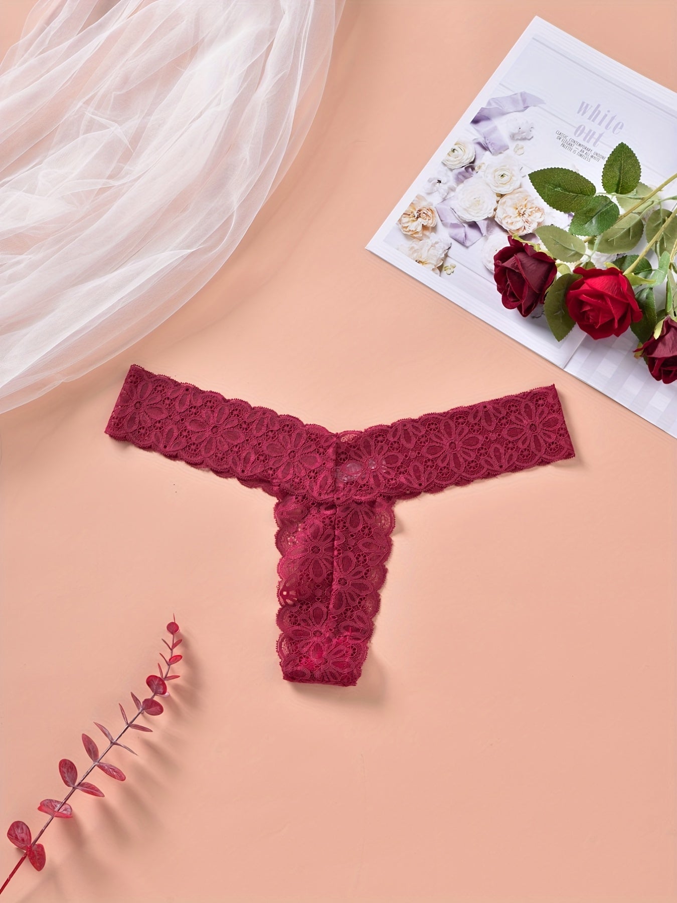 3 Pack Plus Size Lace Trim Low Rise Panties Set