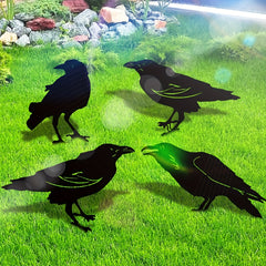 Crow Silhouette Metal Birds Garden Statues Decorative Garden Stakes