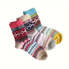 5 Pairs Geometric Pattern Mid Tube Socks Women Stockings