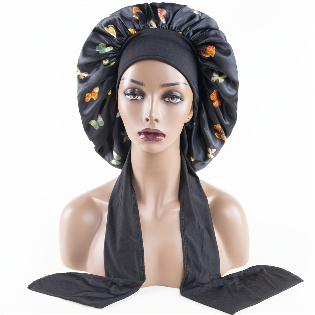 Satin Bonnet with Adjustable Ties Flexible Headband Hair Turban