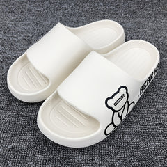 Men's Cartoon Bear Cloud Slides Pillow Slippers Lightweight Shoes