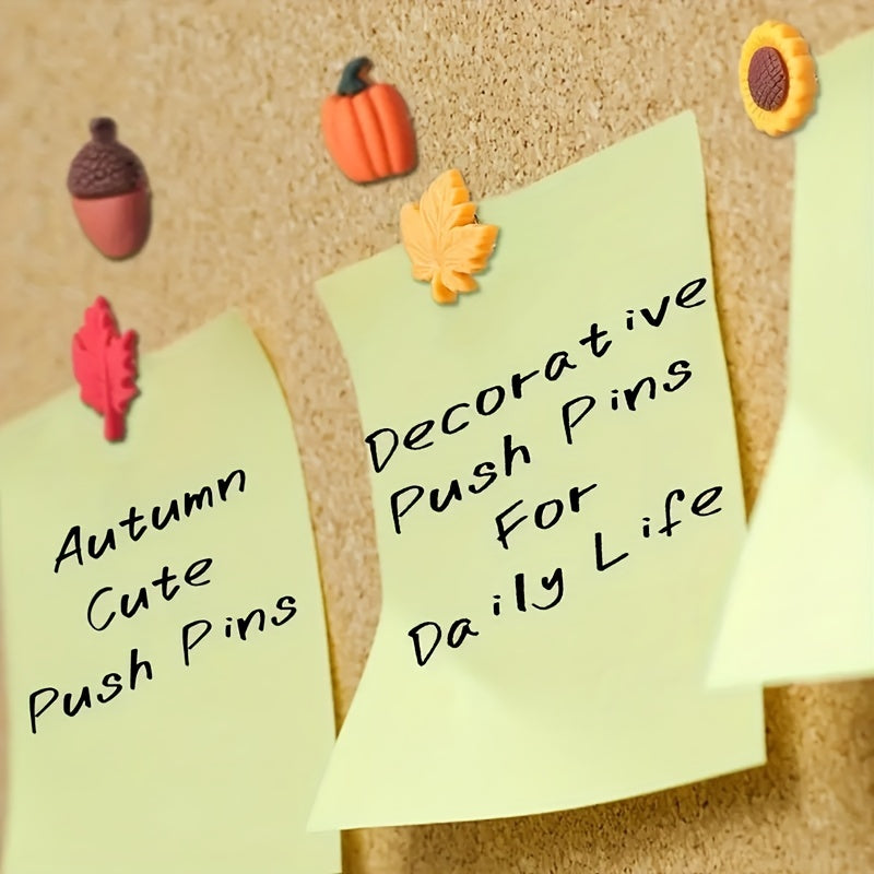 40pcs Fall Decorative Pushpins Leaves Pumpkins Acorns Thanksgiving Decor