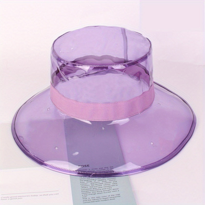 Clear Bucket Hat Women Sun Visor Waterproof Rain Transparent Plastic Wide Brim