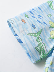 Shark and Fish Print Boys Casual Lapel Shirt
