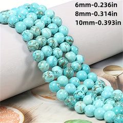 100pcs Natural Turquoise Gemstone Beads Round for Jewelry Making