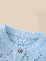 Toddler Baby Knit Cotton Cardigan Button Up Crew Neck Casual Sweater