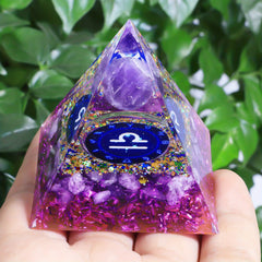 Zodiac Pyramid Amethyst Peridot Healing Crystal