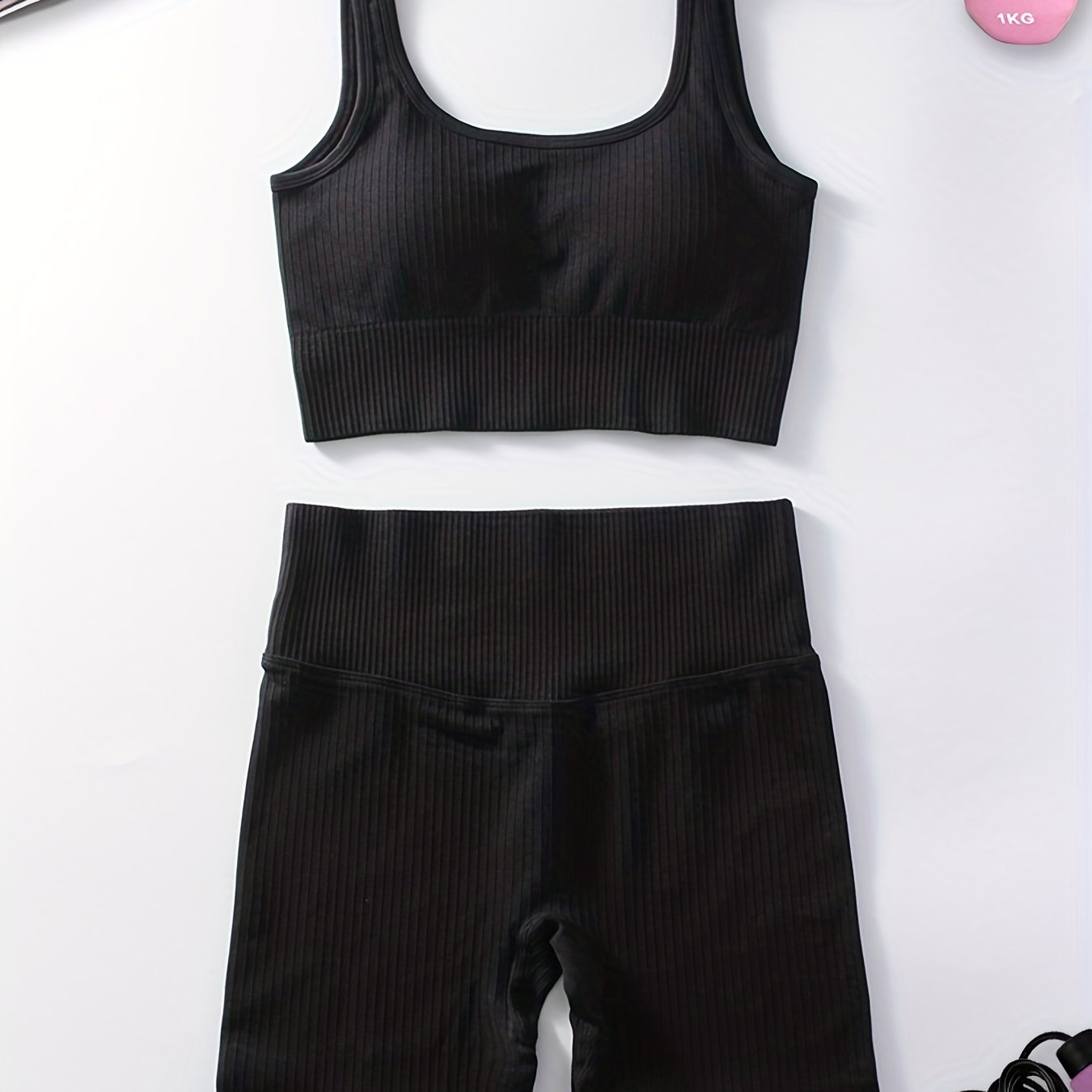 Women's Yoga Set U Neck Sports Bra & High Waisted Shorts