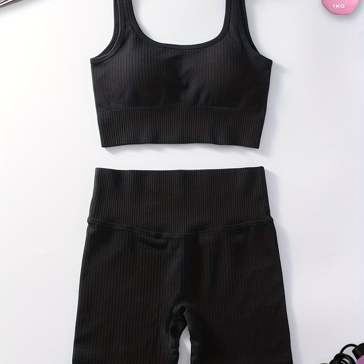 Women's Yoga Set U Neck Sports Bra & High Waisted Shorts