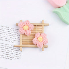 10pcs Crochet Flowers Diy Knitted Woolen Flower Clothing Accessories