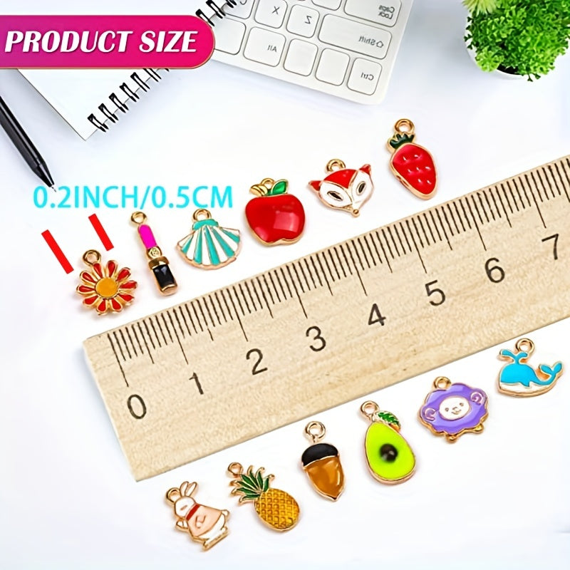 60 PCS Silvery & Golden Enamel Bracelet Charms for Jewelry Making