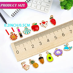 60 PCS Silvery & Golden Enamel Bracelet Charms for Jewelry Making