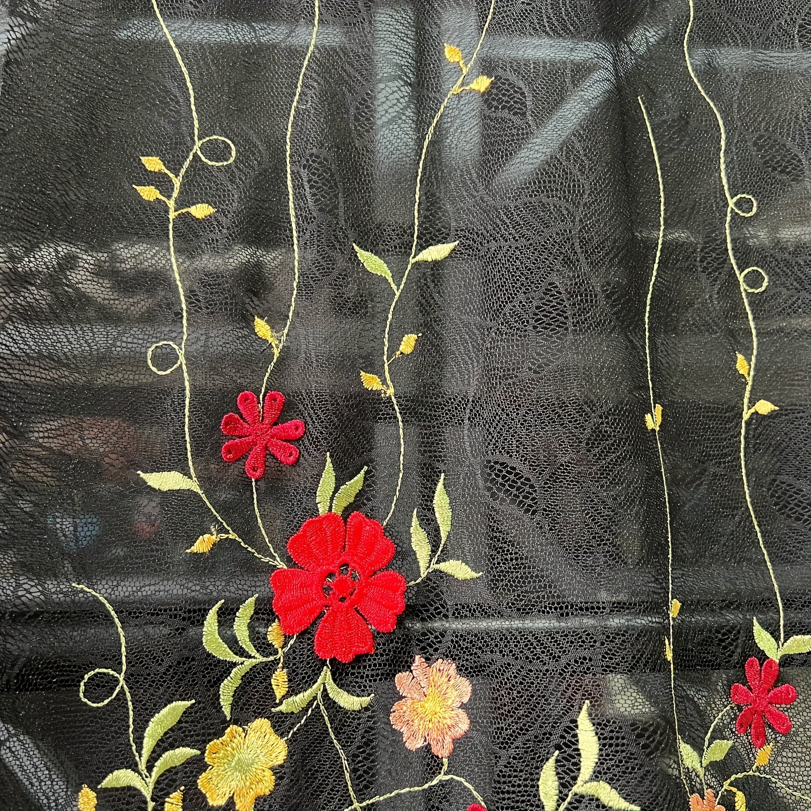 1 Yard Embroidered Mesh Lace Fabric DIY Dress Gown Clothing Decoration