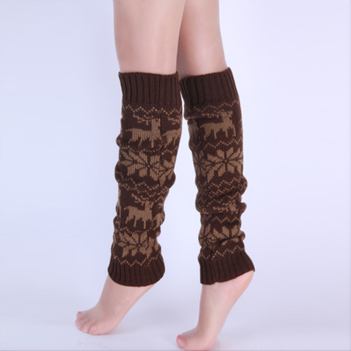 Christmas Knit Leg Warmers Rib Knit Knee High Leg Warmer Socks