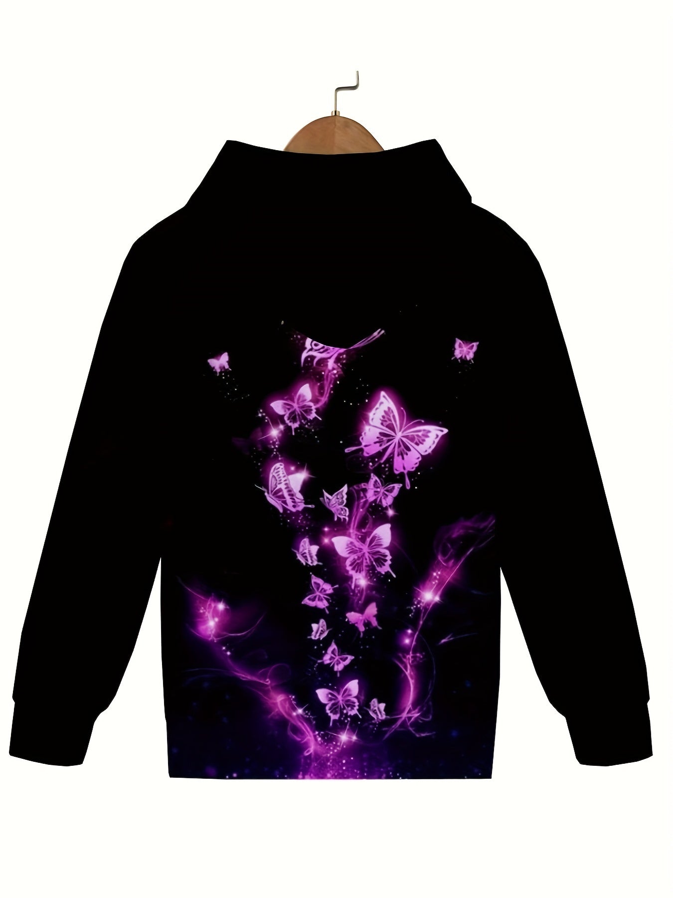 Butterfly Graphic Hooded Sweatshirt Long Sleeve Pullover Hoodies