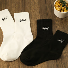 Women's 6 Pairs Letter Pattern Socks Comfy & Breathable Mid Tube Stockings