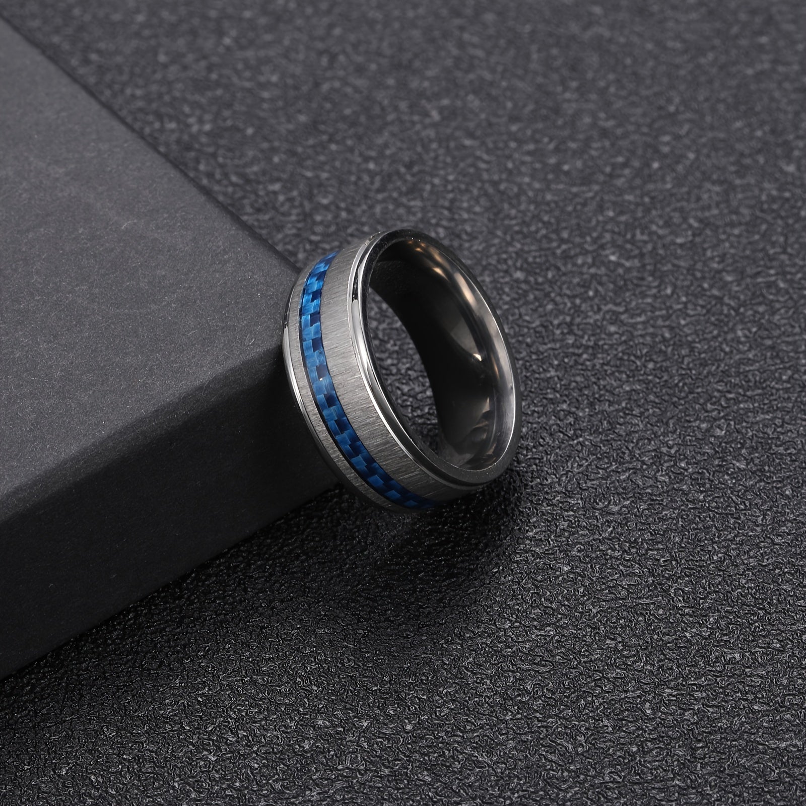 Men's Stainless Steel Sapphire Ring