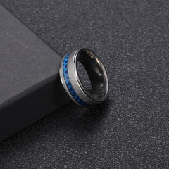 Men's Stainless Steel Sapphire Ring