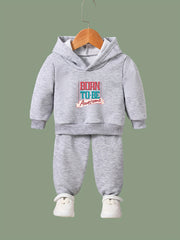 2pcs Born To Be Awesome Girls Hoodies Jogger Pants Set Sports