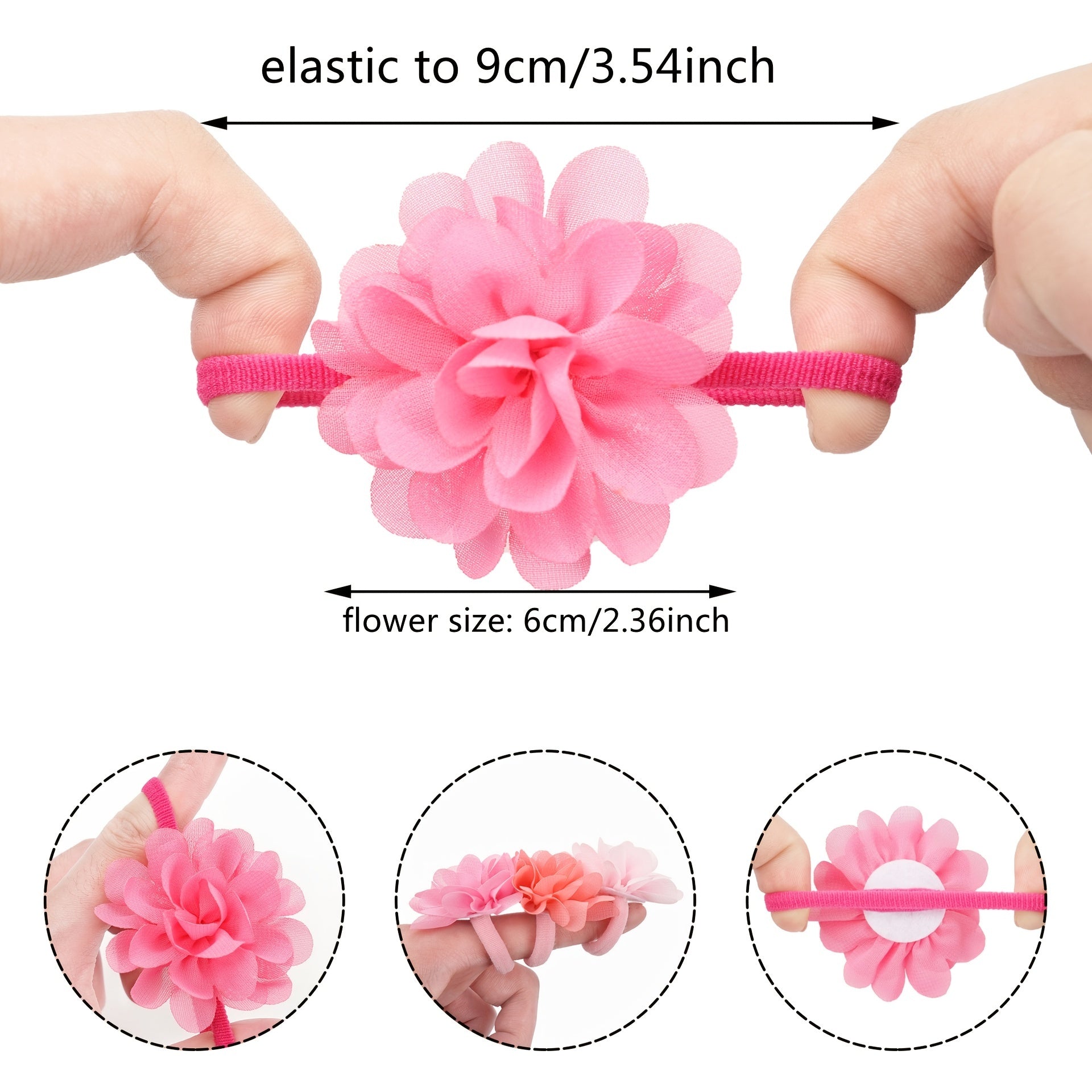 50pcs Chiffon Flower Hair Ties Ponytail Holders Hair Accessories For Girls