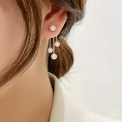 Sexy Style Faux Pearl Decor Stud Earrings Alloy Jewelry